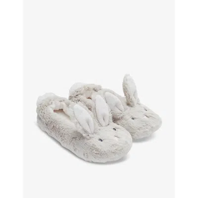 The Little White Company Kids' Natural Bonnie Bunny Recycled-polyester Slippers