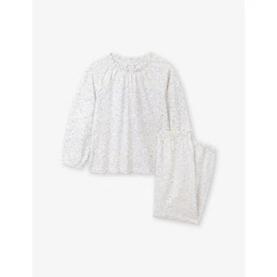 The Little White Company Kids' Pink Clementine Floral-print Cotton Pyjamas 2-12 In White