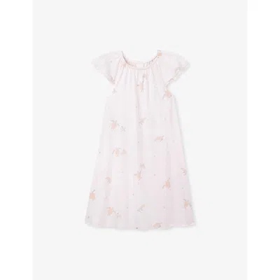 The Little White Company Kids' Under The Sea Turtle-print Cotton-blend Nightdress 2-6 Years Pink