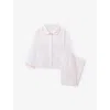 The Little White Company Raditional Stripe Poplin Piped Cotton Pyjamas 2-12 Years Pinkstrip In Purple