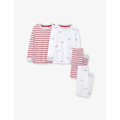 The Little White Company Kids' Multi Plane & Striped Set Of Two Slim-fit Organic Cotton Pyjamas 1-1