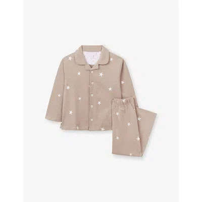 The Little White Company Kids' Raditional Neutral Star Cotton Pyjamas 2-12