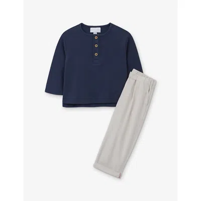 The Little White Company Kids' Relaxed-fit Two-piece Stretch-cotton Set 0 In Blue