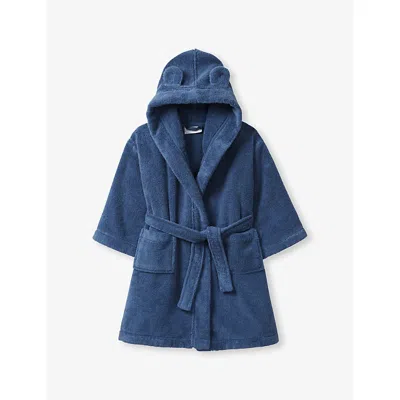 The Little White Company S Blue Bear-ear Hooded Cotton Rob