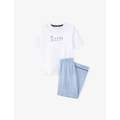The Little White Company Kids' Stripe Sleepy Relaxed-fit Cotton Pyjama Set 1-6