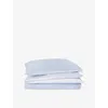 The Little White Company Ud Blue Star And Gingham-print Reversible Cot Cotton Bedding S