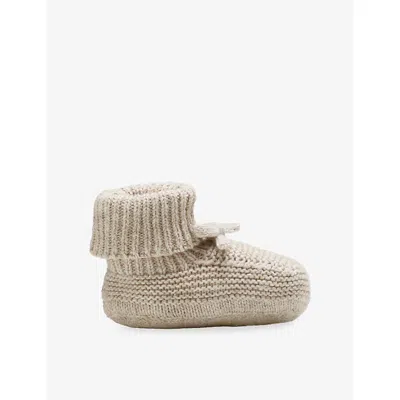 The Little White Company Babies' Upe Marl Fold-down Cotton-knitted Booties 0 In Multi