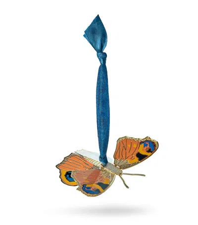 The London Christmas Company Glitter Butterfly Tree Decoration In Red