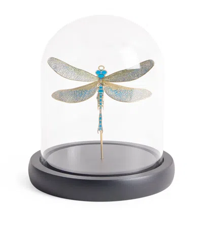 The London Christmas Company Small Dragonfly Cloche Ornament In Multi