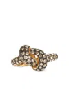 The Love Knot By Coralie 18k Yellow Gold Love Knot Brown Diamond Ring In Gold