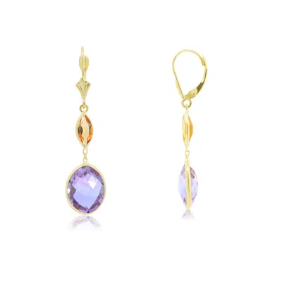 The Lovery Amethyst And Citrine Drop Dangle Earrings In Green