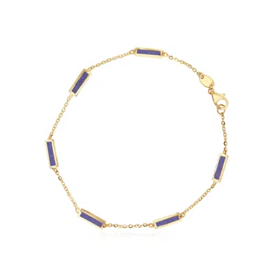 The Lovery Amethyst Bar Chain Bracelet In Green