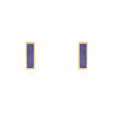 The Lovery Amethyst Bar Stud Earrings In Green
