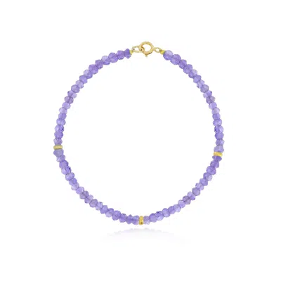 The Lovery Amethyst Bead Bracelet In Purple