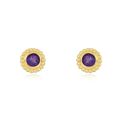 The Lovery Amethyst Bezel Beaded Stud Earrings In Green