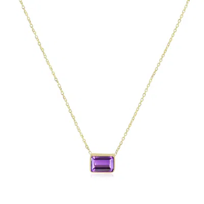 The Lovery Amethyst Emerald Cut Single Bezel Necklace In Purple
