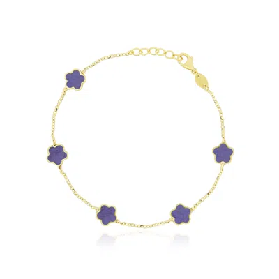 The Lovery Amethyst Flower Bracelet In Purple