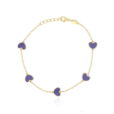 The Lovery Amethyst Heart Station Bracelet In Green