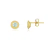 The Lovery Aquamarine Beaded Bezel Stud Earrings