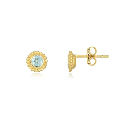 The Lovery Aquamarine Beaded Bezel Stud Earrings