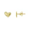 The Lovery Asymmetrical Fluted Gold Diamond Heart Stud Earrings In Blue