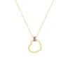 The Lovery Baguette Amethyst Open Heart Necklace In Green