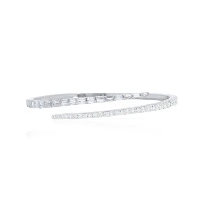 The Lovery Baguette And Round Diamond Wrap Bangle In Metallic