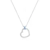 The Lovery Baguette Blue Topaz Open Heart Necklace In Blue