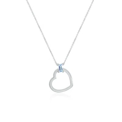 The Lovery Baguette Blue Topaz Open Heart Necklace