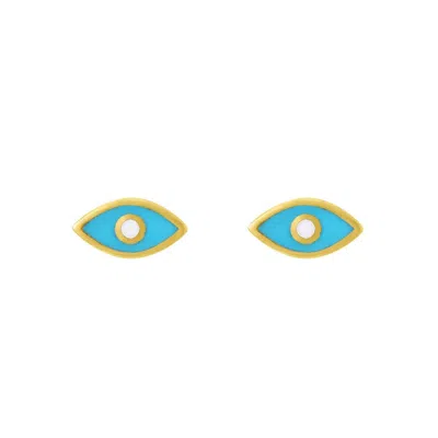 The Lovery Blue Enamel Evil Eye Stud Earrings In Multi