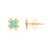 The Lovery Blue Enamel Four Leaf Clover Stud Earrings In Multi