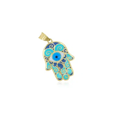 The Lovery Blue Enamel Hamsa Charm