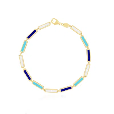 The Lovery Blue Mixed Bar Bracelet In Multi