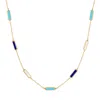 The Lovery Blue Mixed Bar Chain Necklace In Multi