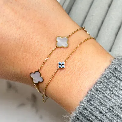 The Lovery Blue Sapphire Single Clover Bracelet In Multi
