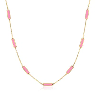 The Lovery Bubblegum Pink Bar Chain Necklace In Multi