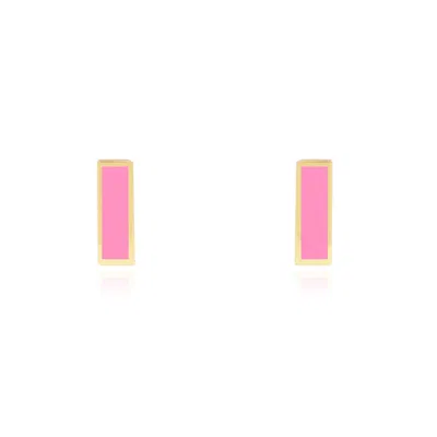 The Lovery Bubblegum Pink Bar Stud Earrings In Multi