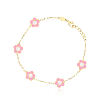 The Lovery Bubblegum Pink Daisy Bracelet In Multi