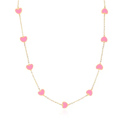 The Lovery Bubblegum Pink Heart Station Necklace In Multi