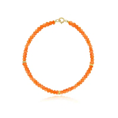 The Lovery Carnelian Bead Bracelet In Orange