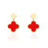 The Lovery Coral And Gold Clover Drop Earrings In Pink