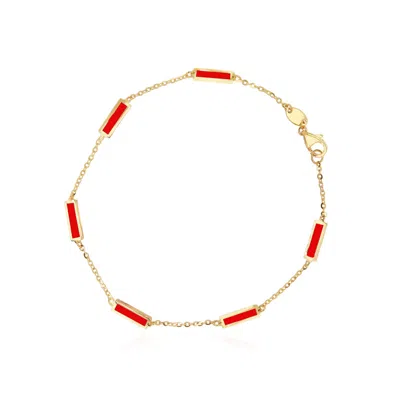 The Lovery Coral Bar Chain Bracelet In Pink