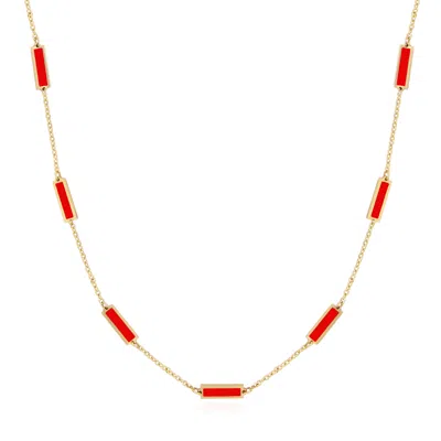 The Lovery Coral Bar Chain Necklace In Pink