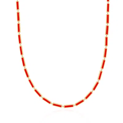 The Lovery Coral Bar Necklace In Pink