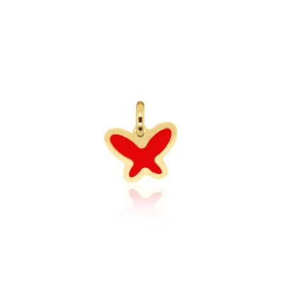 The Lovery Coral Butterfly Charm In Red