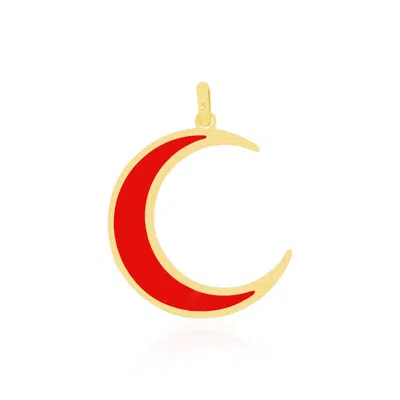 The Lovery Coral Crescent Moon Charm In Pink