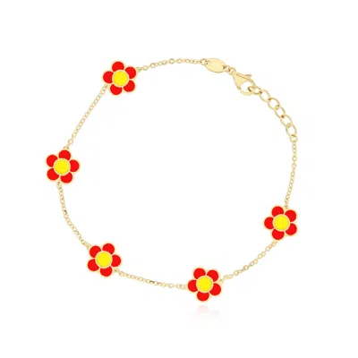 The Lovery Coral Daisy Bracelet In Pink