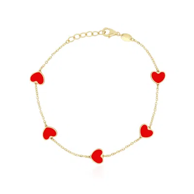 The Lovery Coral Heart Station Bracelet In Pink
