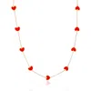 The Lovery Coral Heart Station Necklace In Pink