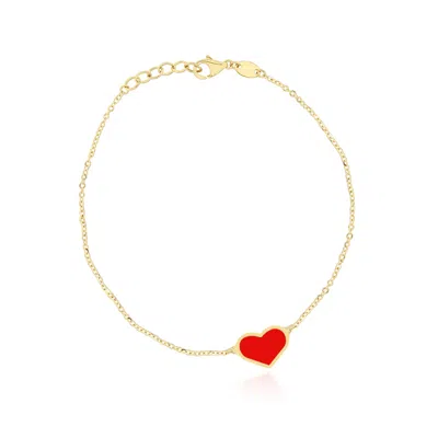 The Lovery Coral Single Heart Bracelet In Red